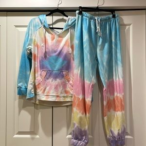 Rainbow hoodie and sweatpants matching set